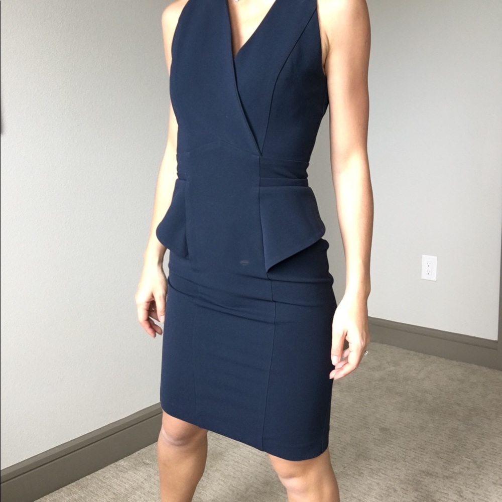 Blue peplum dress size 0 Cue (small burn) - Picture 3 of 7